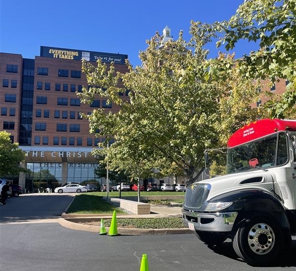 The Hoxworth Donor Bus infront of Christ Hospital