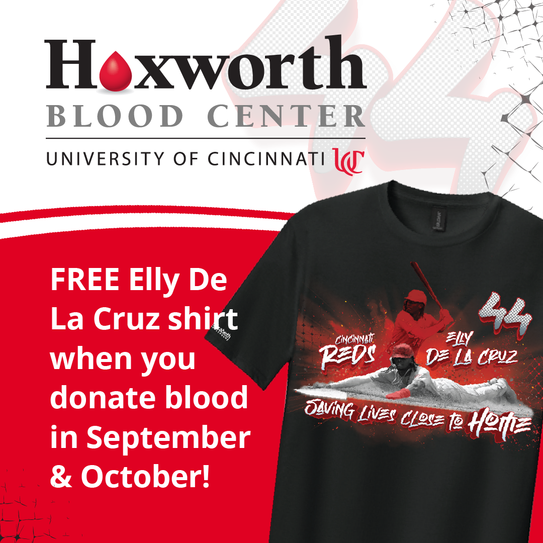 Free Elly De La Cruz shirt when you donate blood in September & October.