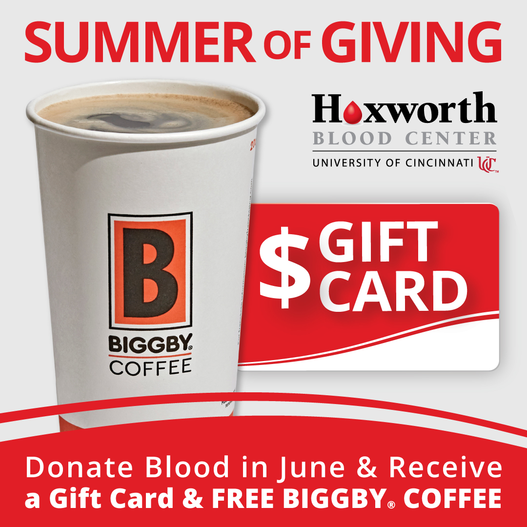 Donate blood or platelets in June with Hoxworth Blood Center and receive an e-card as a thank you for your donation!
